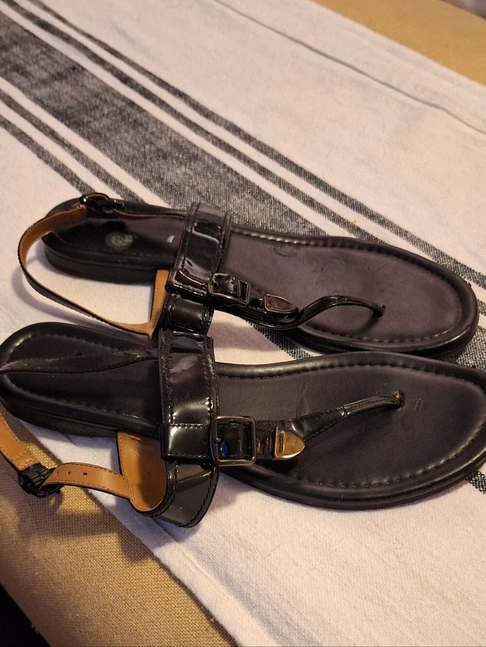 Coach Sandals Black Paten Leather Size 8.5